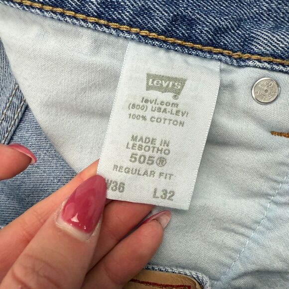 VTG Levis 505 Regular Fit Straight Leg Denim Blue Jeans Tag 36x32 (36x32) Cotton - Picture 3 of 8